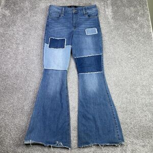 Hollister Jeans Women’s 30X30 Blue Flare High Rise Patched Boho Stretch